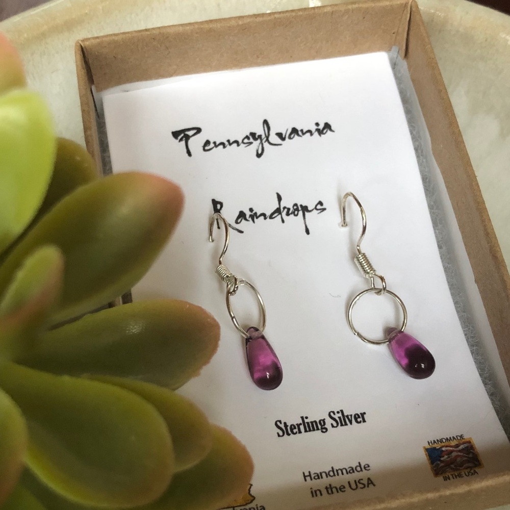 NWT Sterling silver purple “raindrop” earrings